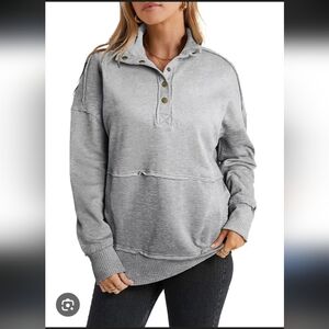 Just Fashion Now Half Snap Drop Shoulder Long Sleeve Sweatshirt Sz XL NWT